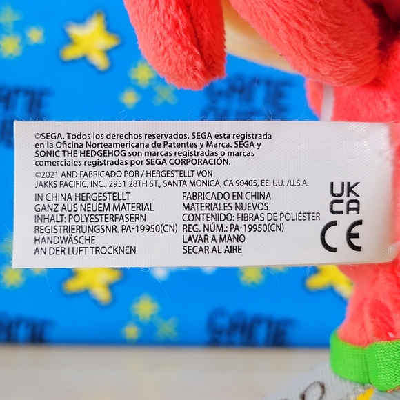 Jakks Pacific Sonic the Hedgehog Knuckles 8" Collectible Go Sega Toy Plush NWT - Picture 5 of 7